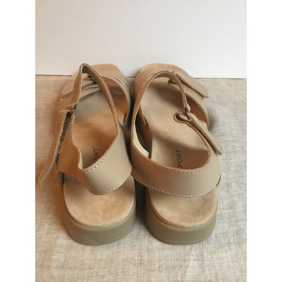 Rockport Natural Leather Ankle Strap Wedge Sandals size 10W - Picture 4 of 6